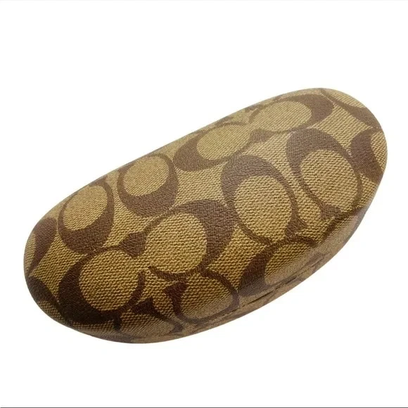 Estojo de óculos de sol COACH couro marrom assinatura C monograma grande capa dura - Imagem 2 de 3