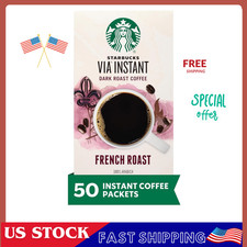 via Instant Coffee, Dark Roast Coffee, French Roast, 100 Arabica, 1 Box 50 Pac