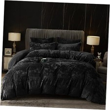 Truly Velvet Duvet Cover Set Size, 3pcs Ultra Soft King Black No Comforter