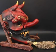 Japanese Devil Mask Banruo Long Nose Red Vintage Style Mask Halloween Cosplay