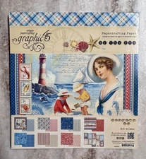 Graphic 45 **BY THE SEA** 8x8 Paper Pad RETIRED 2014 Scrapbook Beach COMPLETE