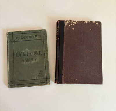 Antique German Textbooks Lot Wilhelm Tell & Joynes Meissner Grammar HC Boston