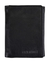 Men's RFID Trifold Wallet with ID Window, Black (Smooth Grain), One Size