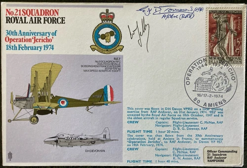 RAF FDC - 21 Squadron, Signed E Townsend WW1 & L. Sellier, WW2 French Resistance