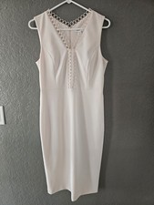 Calvin Klein Blush Pink Lace Trim V-Neck Sheath Summer Wedding Guest Dress Sz 8