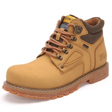 Botas de cuero genuino para hombre con suela de goma con cordones cómodas zapatos de trabajo al aire libre