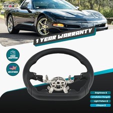For 97-04 Chevrolet Corvette C5 Full Leather Steering Wheel Flat Bottom D-shape