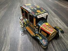Vintage Marx Tin Wind Up Old Jalopy Car College Graffiti Doodlebug Toy