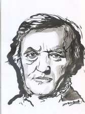 Richard Wagner   Unique   Dessin  Encre de Chine  Original  , Signé ,