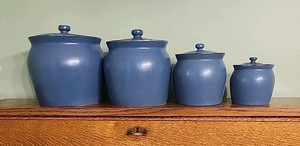 Vintage Dansk Mesa Portugal blue canister with lid Set Of 4 HTF DIscontinued
