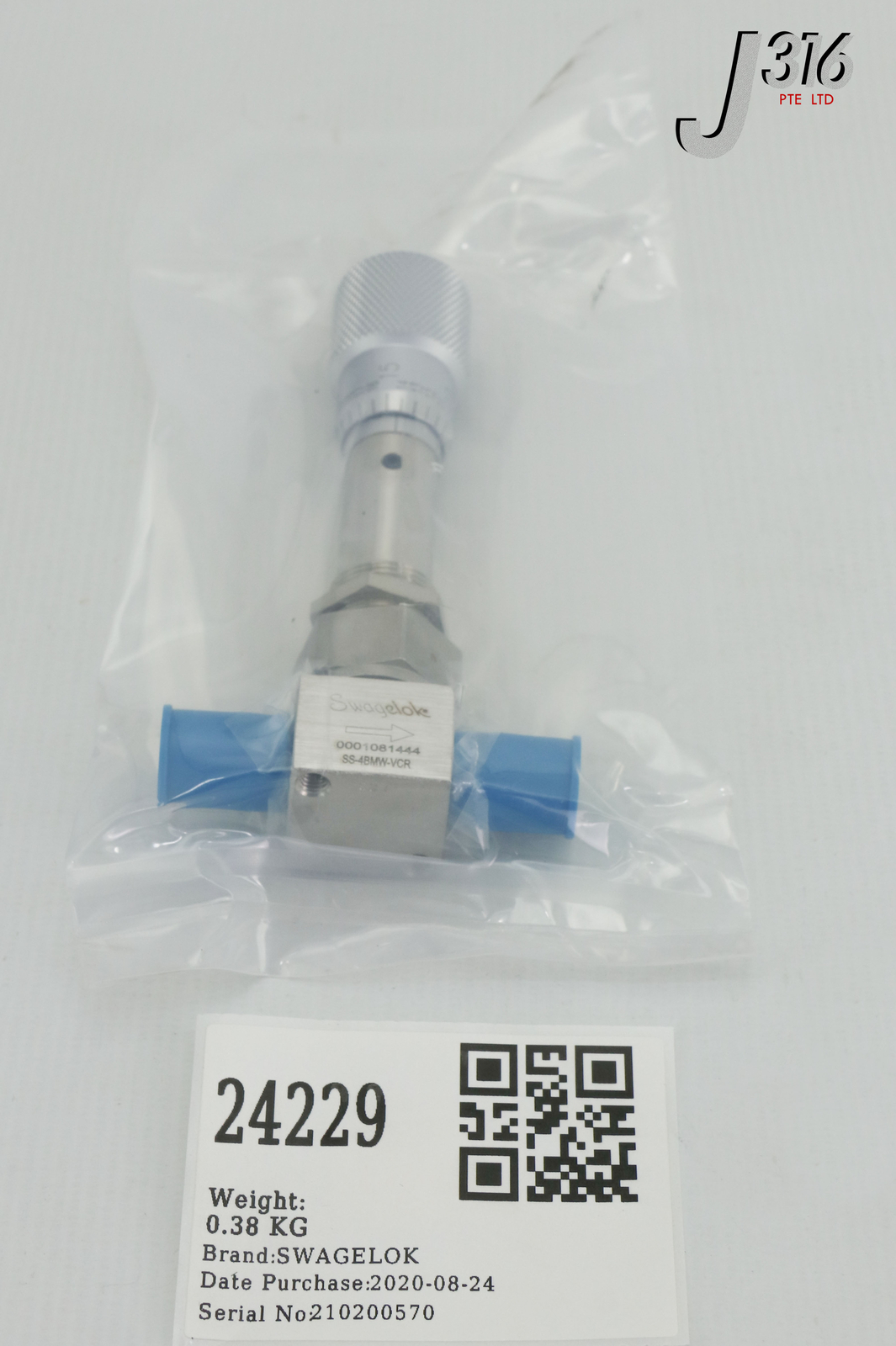 24229 SWAGELOK METERING BELLOWS SEALED VLV, WELDED, 1/4 IN (NEW) SS-4BMW-VCR
