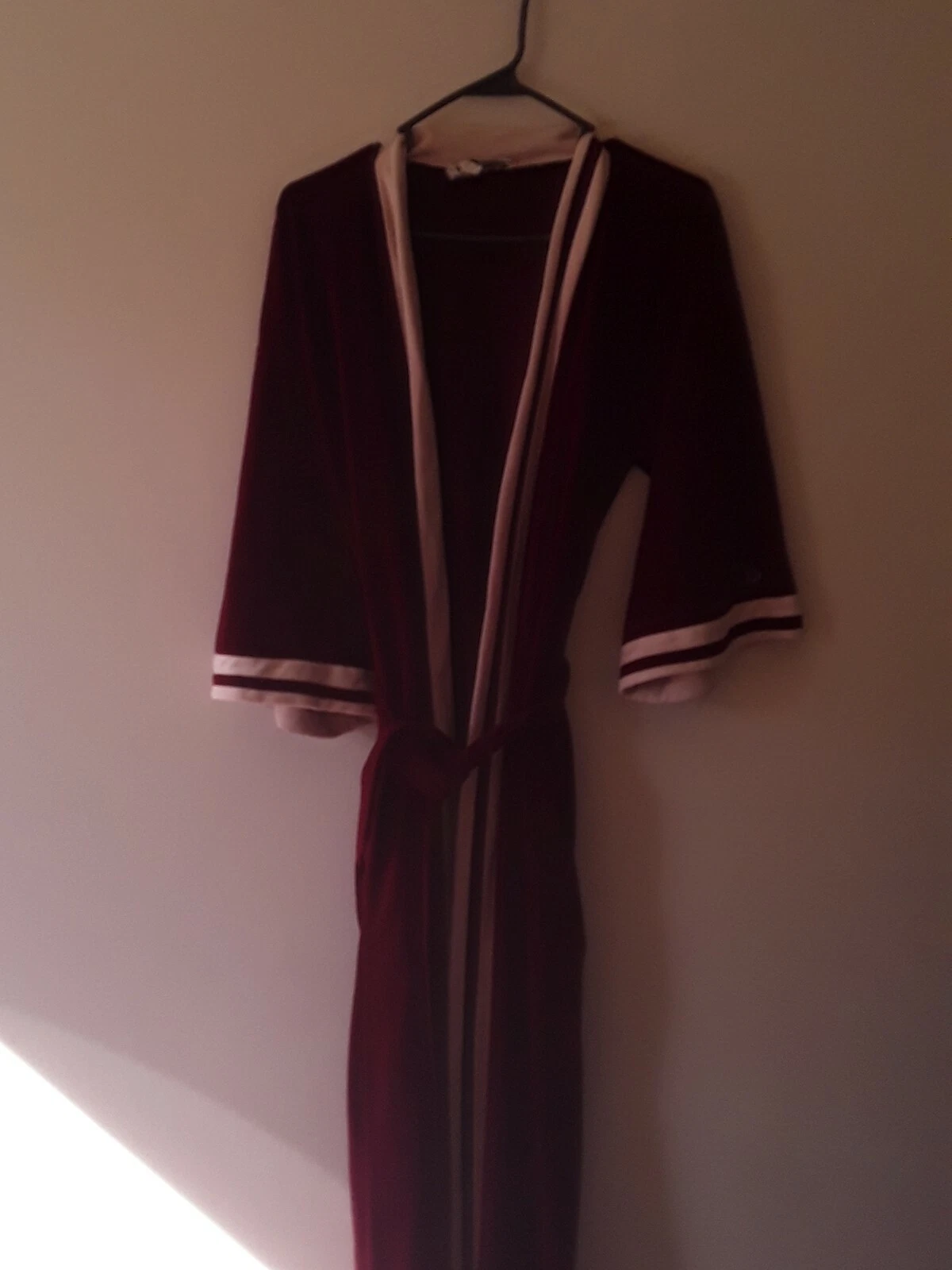Vintage Lord + Taylor LG Christian Dior Men's Burgandy pocket Robe w/belt flawed