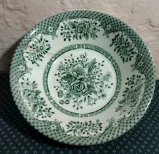 Kew Cereal Bowls Green Wood & Sons England Floral Trellis 6.5"
