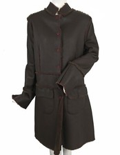 New $1249 Geiger Of Austria Shearling Coat! Us 12 E 42 Brown Long Overcoat