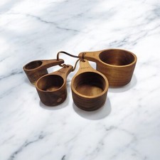 Rustic Wood Measuring Cups Set Of 4 Minimalist Farmhouse Cottage