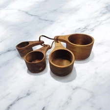 Rustic Wood Measuring Cups Set Of 4 Minimalist Farmhouse Cottage