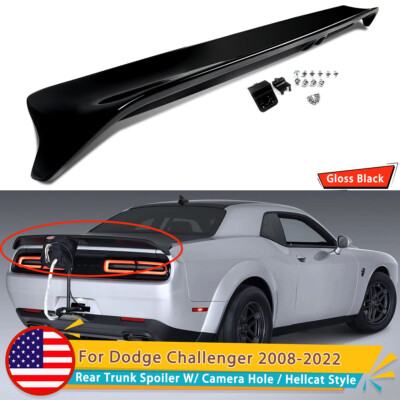 Hellcat Style Rear Trunk Spoiler W/ Camera Hole For Dodge Challenger  2008-2022