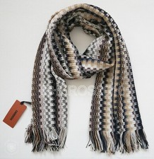     Authentic MISSONI Orange Label Multi ZIGZAG Print WOOL Blend Knit Long Scarf