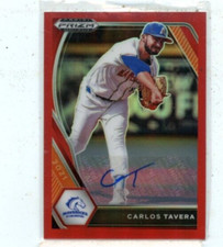 CARLOS TAVERA 2021 Panini Prizm Draft Picks Red Prizm Rookie Auto #D /50