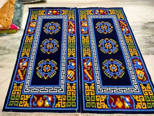 Handmade Nepali Tibetan Rugs Rectangular 2 Piece Hand Knotted Carpet - Picture 47 of 49