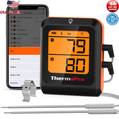 Wireless Bluetooth Meat Thermometer Dual Probes 500FT Range Cooking Monitor New