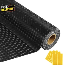 8X20 FT Garage Floor Mat 2.8Mm Thickened Flooring Roll Diamond Plate PVC Rubber