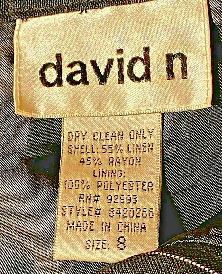 David N Linen Blend Wide Leg Black w/White Stripes Fully Lined Dress Pant size 8 - Image 2 of 4