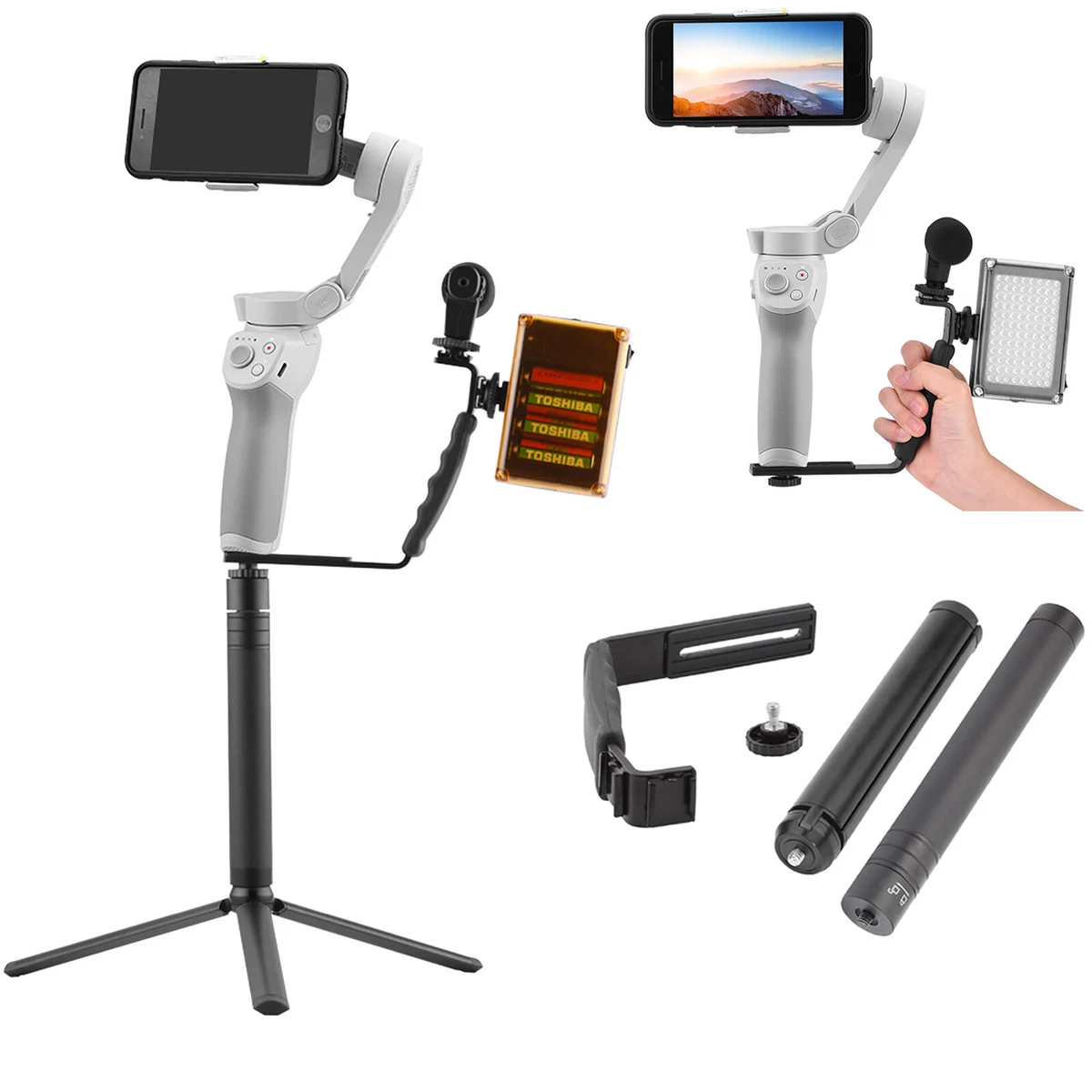 LED Fill Light Microphone Mount Tripod For DJI Osmo Mobile 4 3 2