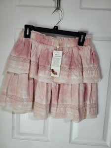 Chelsea And Violet Coordinating High Rise Lace Iinen Tie Dye Ruffle Mini Skirt 