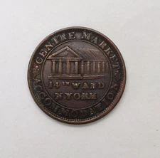1837 NY, NY Centre Market 14th Ward Hard Times Token