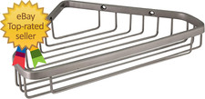 Sturdy Stainless Steel Corner Shower Caddy Basket, 9.5-Inch, Satin Nickel, Wall
