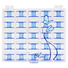 Janome Blue Sewing Machine Bobbins with Storage Case 25 Count