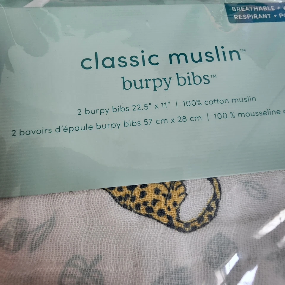 Baberos clásicos de muselina con estampado de selva animal de Adén + Anais - Paquete de 2 nuevos con etiquetas Foto 3 de 3