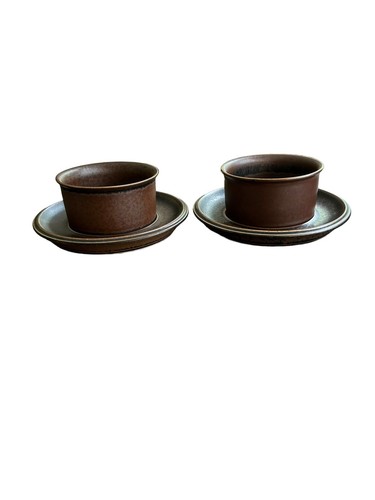 Set Of 2 Arabia of Finland RUSKA Coffee Or Tea Short Cups with Saucers - Picture 4 of 6