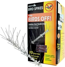 Bird-X STS-10-R 10ft Stainless Steel Bird Spikes, Harmless
