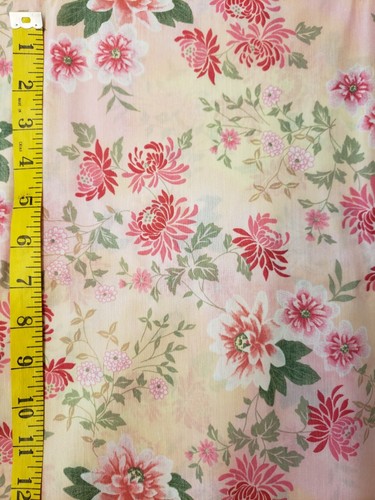 4 Yards Thin Decorator Fabric With Pink Floral Motif Rose Carnation Wildflower - Picture 2 of 11