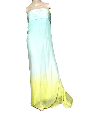 blue and yellow ombre dress Oscar de la Renta Vintage Runway Blue Yellow Ombre Long Maxi Gown Dress US  8
