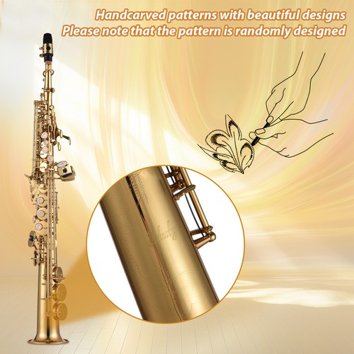 Btuty Soprano Sax Straight Saxophone Brass Bb B Flat Woodwind Instrument H3O6 - Picture 6 of 11