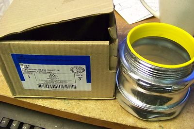 new Cooper Crouse-Hinds 1657 EMT Compression Connector, Insulated, 3'', Steel 