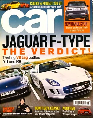 CAR MAGAZINE MAY-2013 - Peugeot 208 GTi, Jaguar F-Type, Audi R8, Clio 200 Turbo - Image 1 of 4