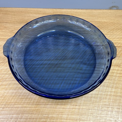 Vintage PYREX Cobalt Blue Glass Fluted Pie Pan #229 Crimped Deep Dish Plate 9.5"