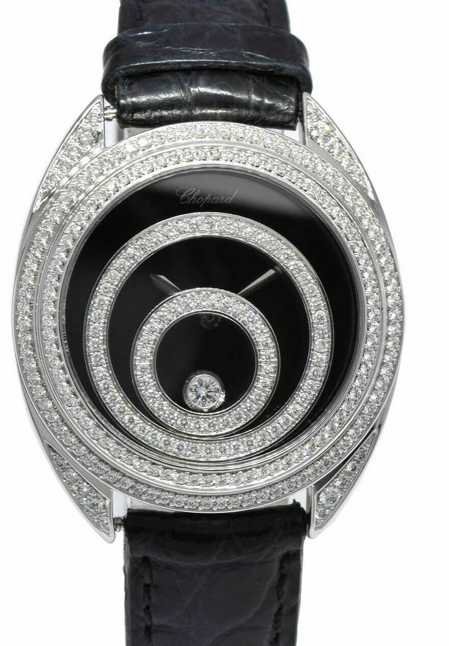 Chopard — Chopard Happy Spirit 18K WG Black Dial w/ Diamond Ladies 32mm Watch 20/7061-20