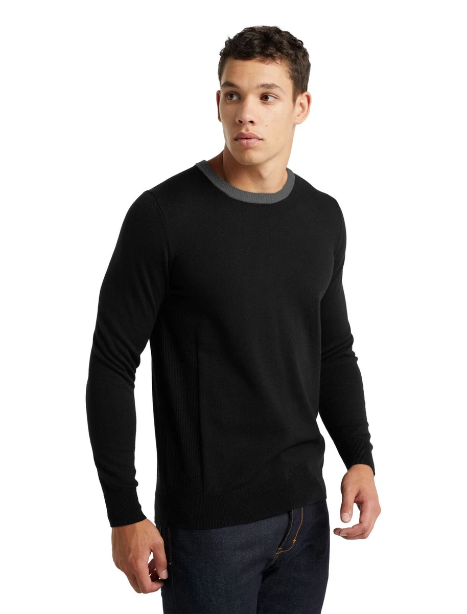 Icebreaker Men s Merino Shearer Crewe Pullover Sweater Black Grey