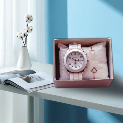 Damenuhr GENEVA Sport Silikon weiß Mode Trend Klasse Casual