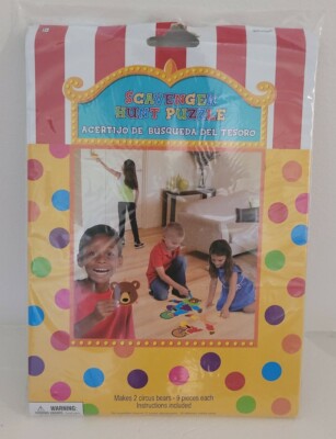 Carnival Scavenger Hunt Party Game 2 Bear Puzzles Seek & Find Birthday Party Fun