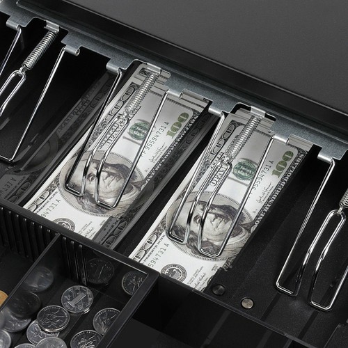 Manual/Electronic Cash Drawer Heavy Duty Cash Register POS 5 Bills 6 Coins Tray - Picture 6 of 14