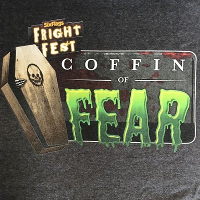 Got Worms Mens X-Large T-Shirt Six Flags Fright Night Coffin Of Fear Halloween 