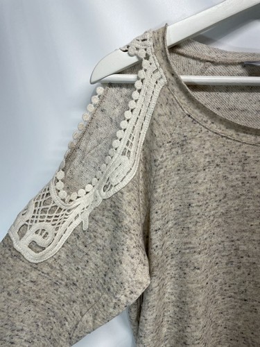 Harmony & Balance Cold Shoulder Top Lightweight Sweatshirt Tan Beige NEW S,M,XL - Picture 11 of 12