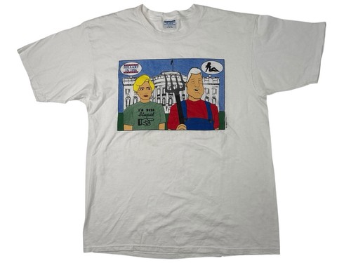 T-shirt vintage anni 90 Hillary Bill Clinton cartone animato politico uomo taglia XL presidente - Foto 2 di 9