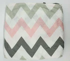 Grow Wild Baby Cotton Fitted Sheet Gray Pink Chevron Crib Toddler Bed B44